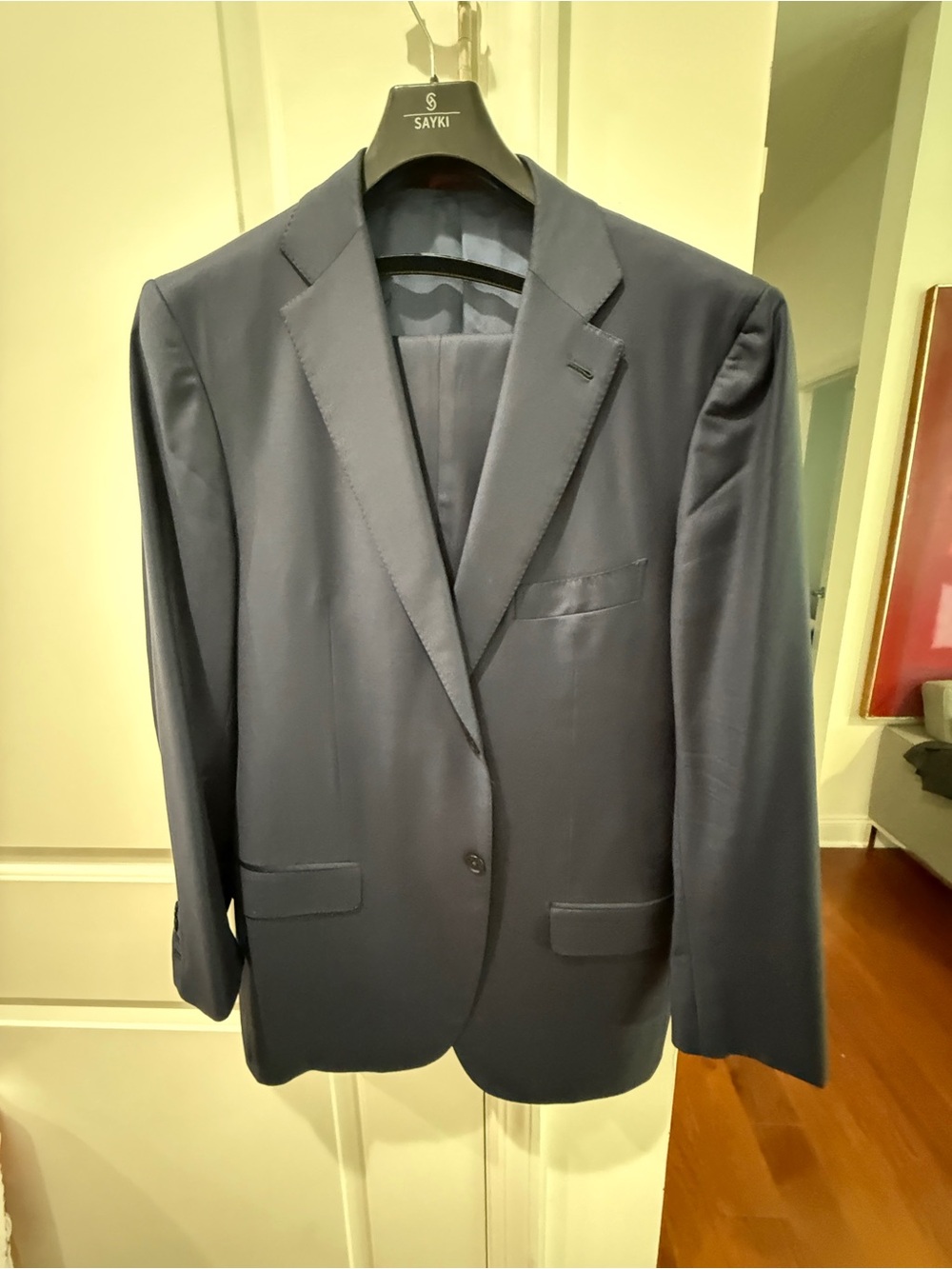 Isaia Napoli Midnight Blue Two-Button Wool 2pc Suit  super 150 44L